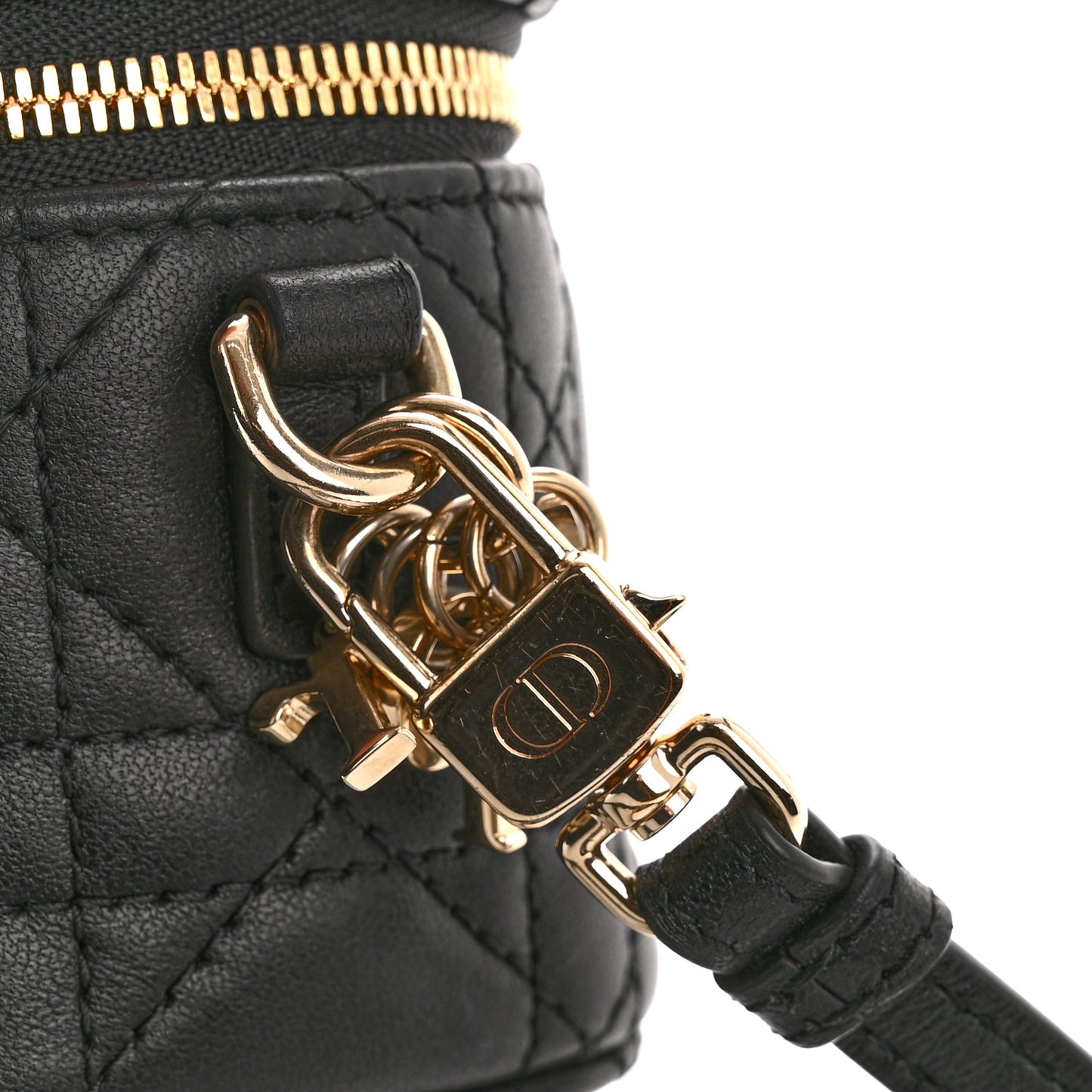 Lambskin Cannage Micro Lady Dior Vanity Case Black