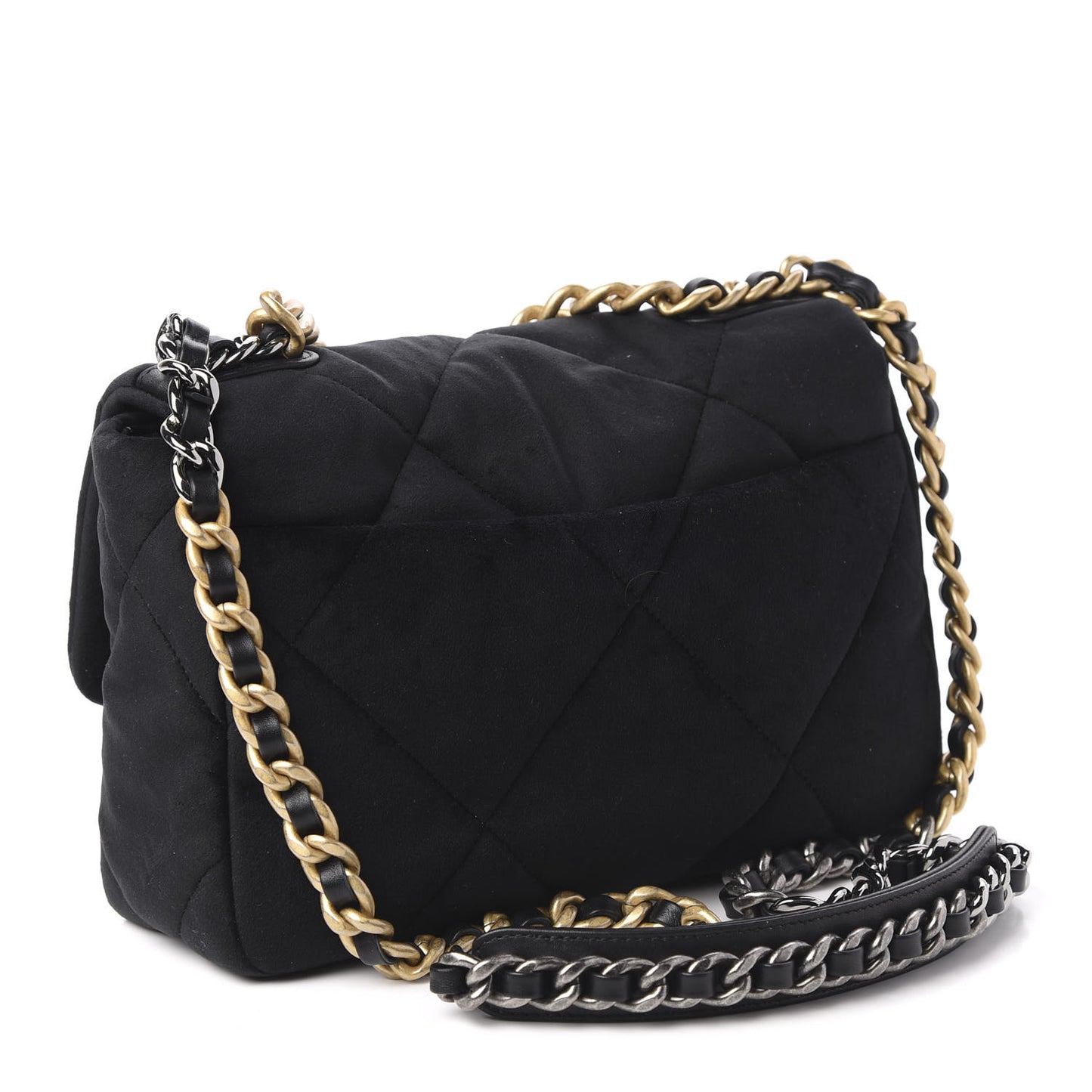 Velvet Quilted Medium 19 Flap Black