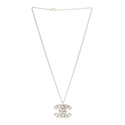 Chanel Crystal Heart CC Necklace Silver 3 of 6