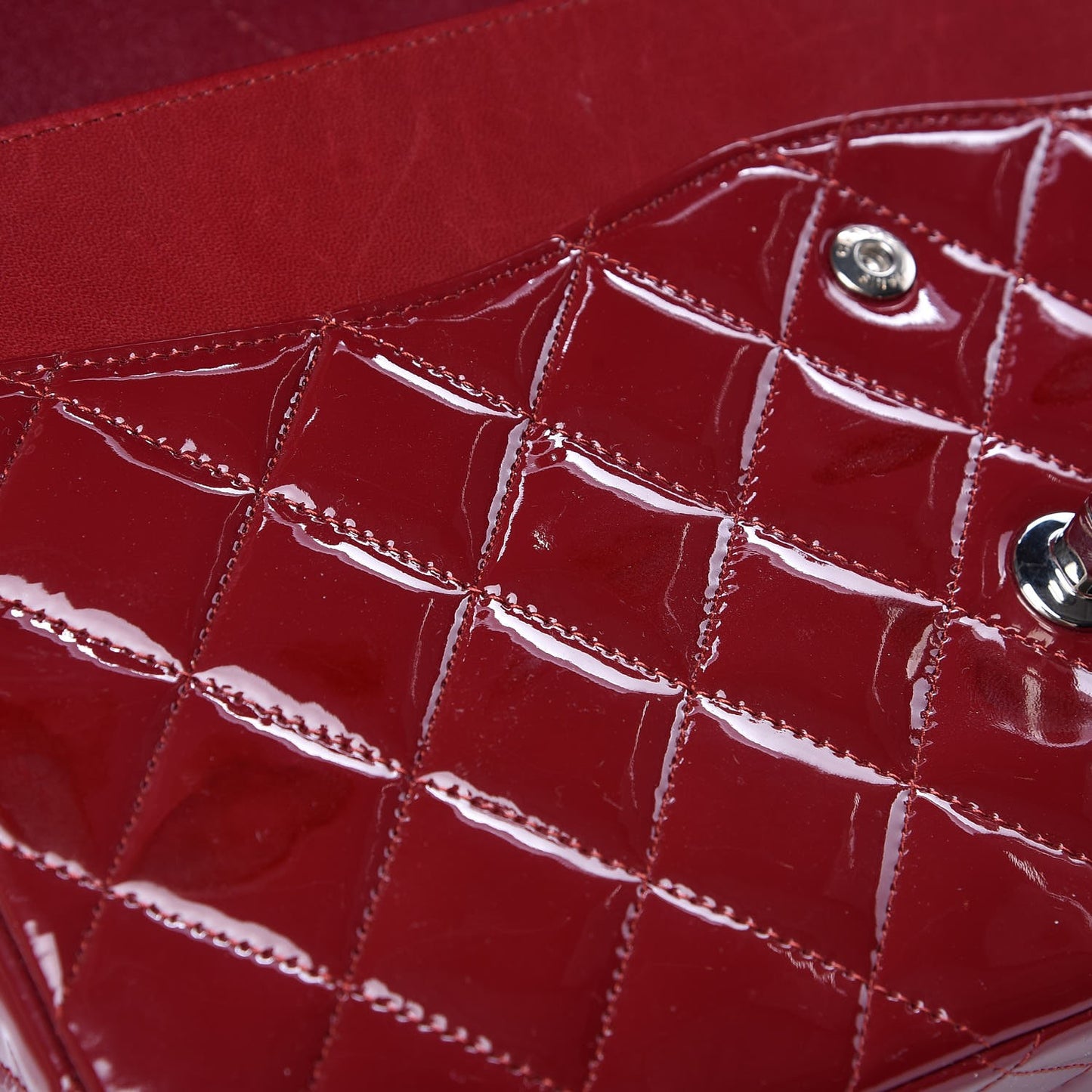 Patent Quilted Jumbo Double Flap Dark Red