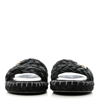 Chanel Cord Braided CC Mules 38 Black 2 of 9
