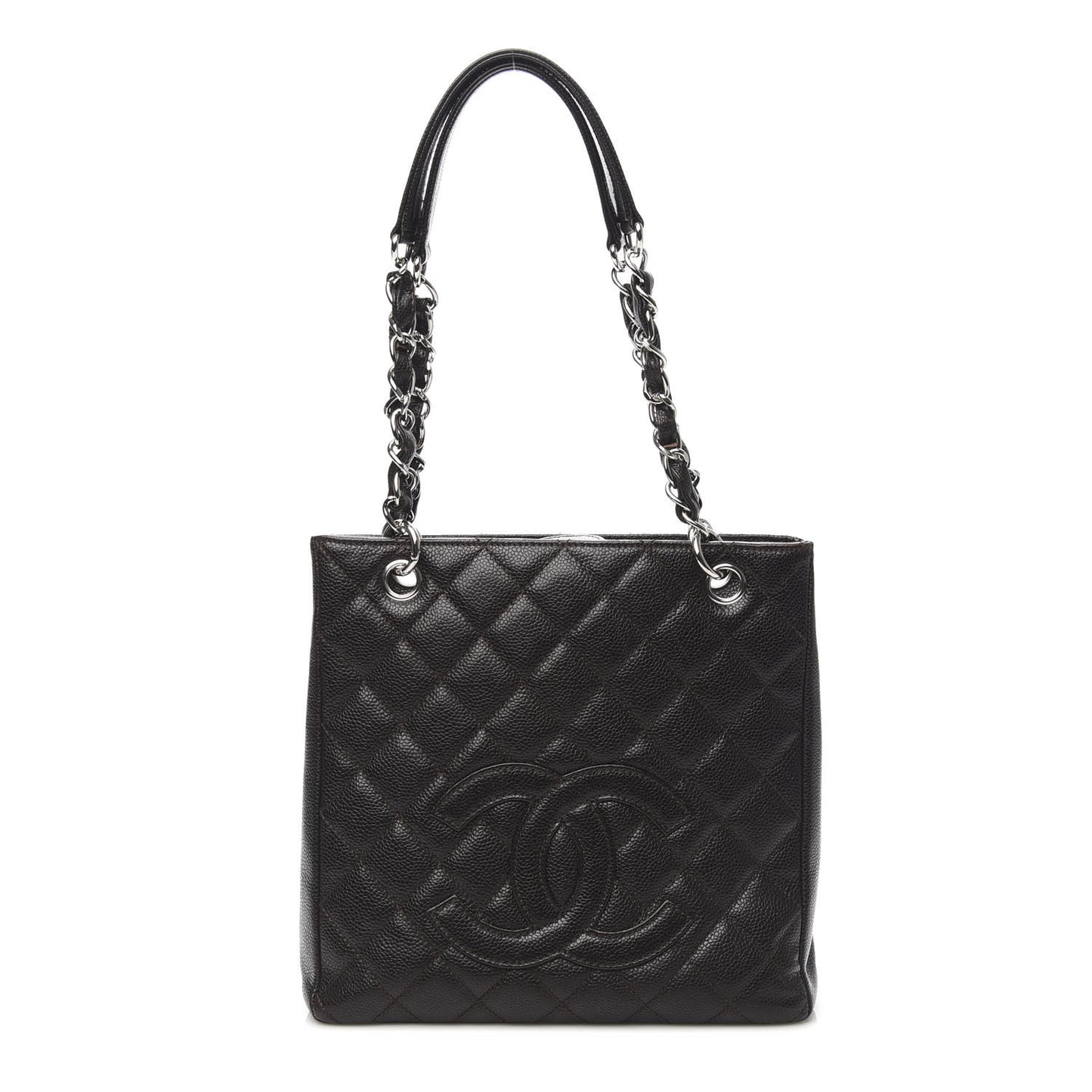 Caviar Quilted Petit Shopping Tote PST Black