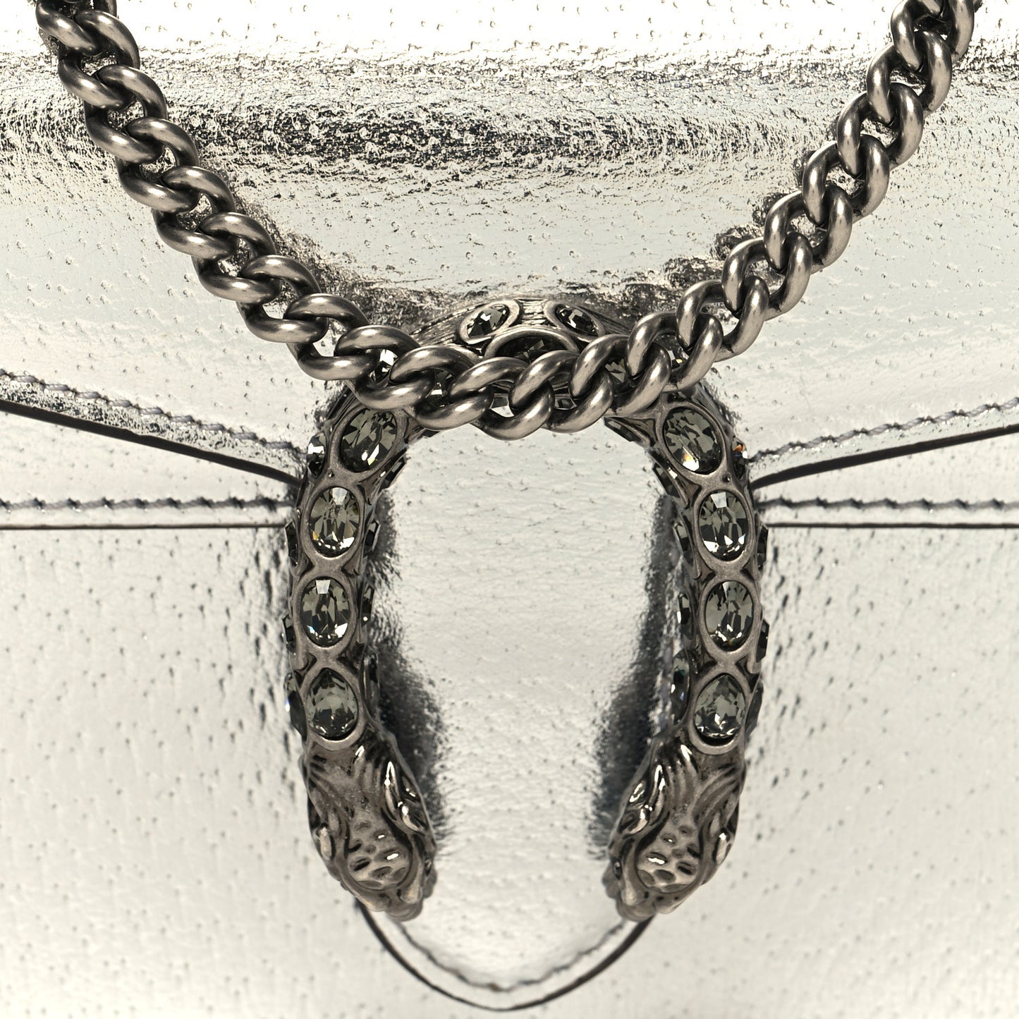Metallic Calfskin Super Mini Dionysus Shoulder Bag Silver