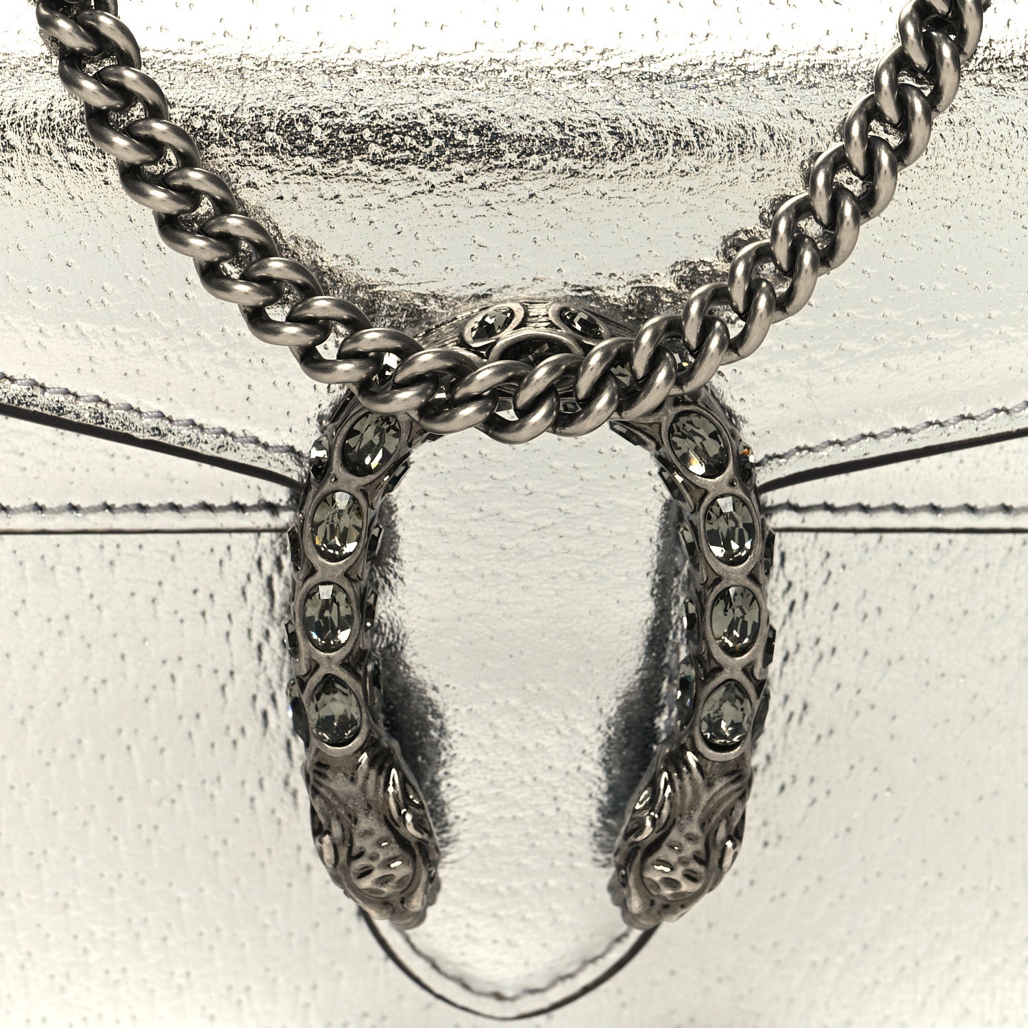 Gucci Metallic Calfskin Super Mini Dionysus Shoulder Bag Silver 7 of 9