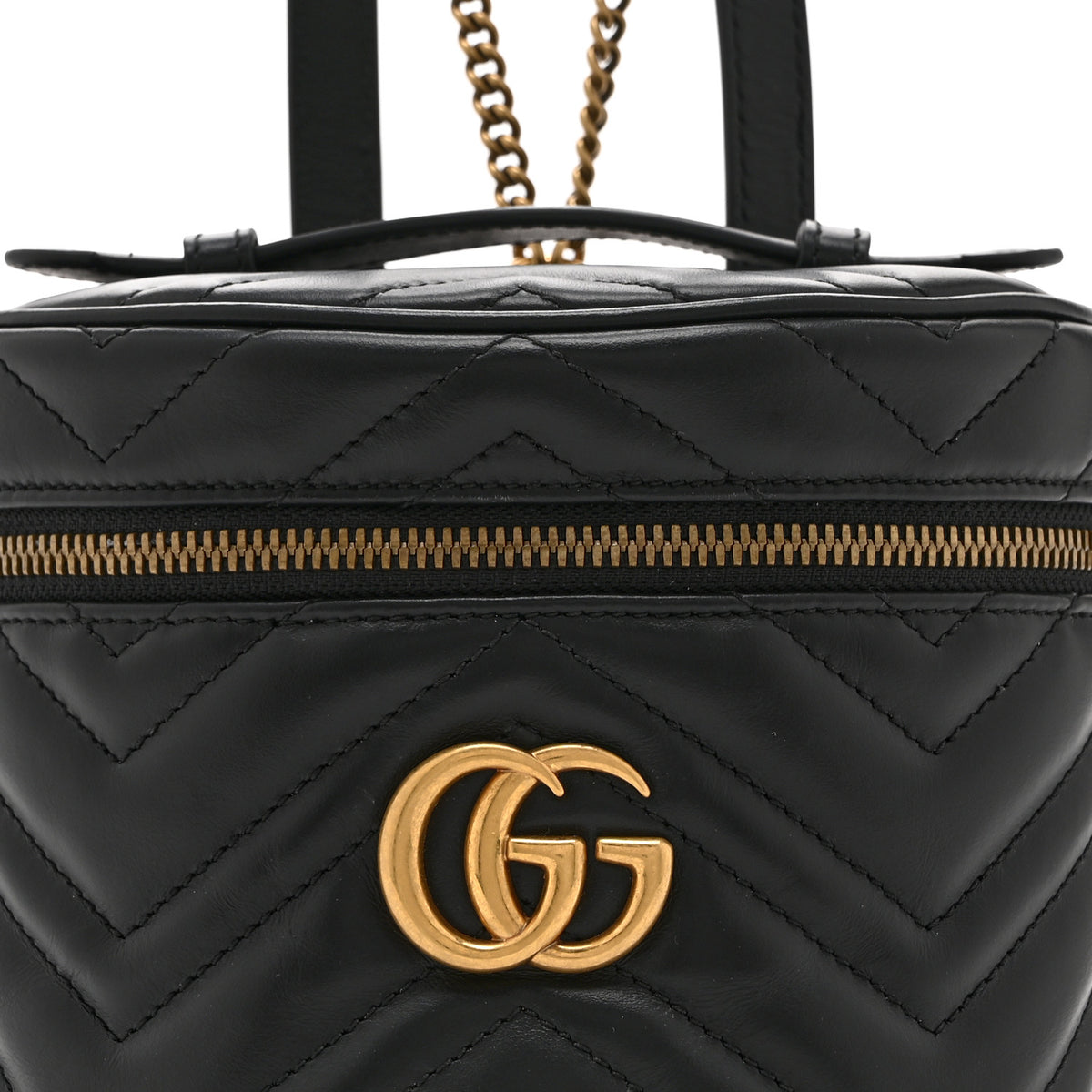 Calfskin Matelasse Mini GG Marmont Round Backpack Black