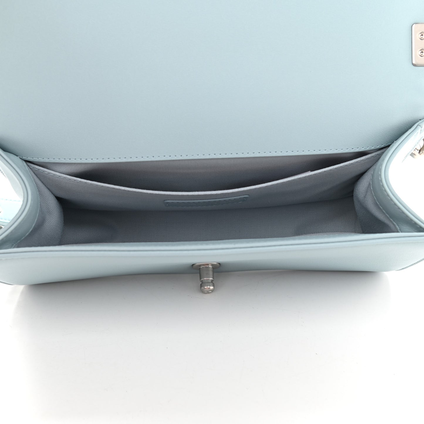 Calfskin Quilted Medium Boy Flap Light Blue