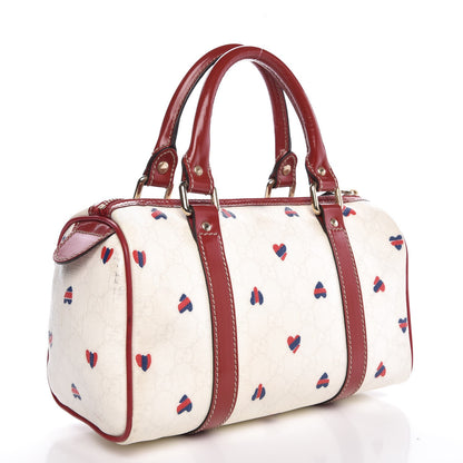 Gucci GG Plus Monogram Hearts Small Joy Boston White Red 3 of 7