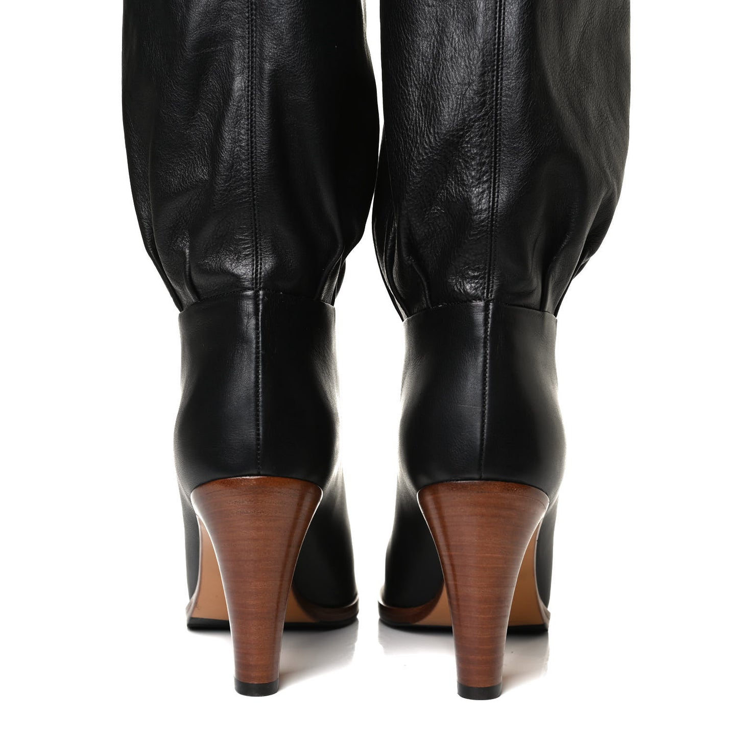 Deauville Calfskin Cinched Knee High Boots 36 Black