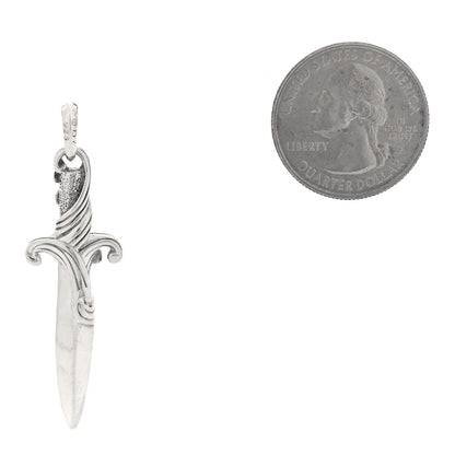 David Yurman Sterling Silver Black Diamond Waves Dagger Amulet Pendant 2 of 3