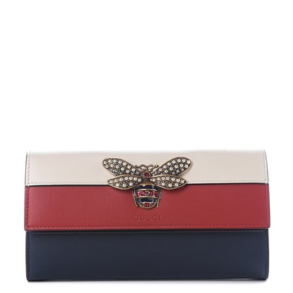 Gucci Calfskin Queen Margaret Flap Wallet Blue Agata Hibiscus Red Mystic White 1 of 9
