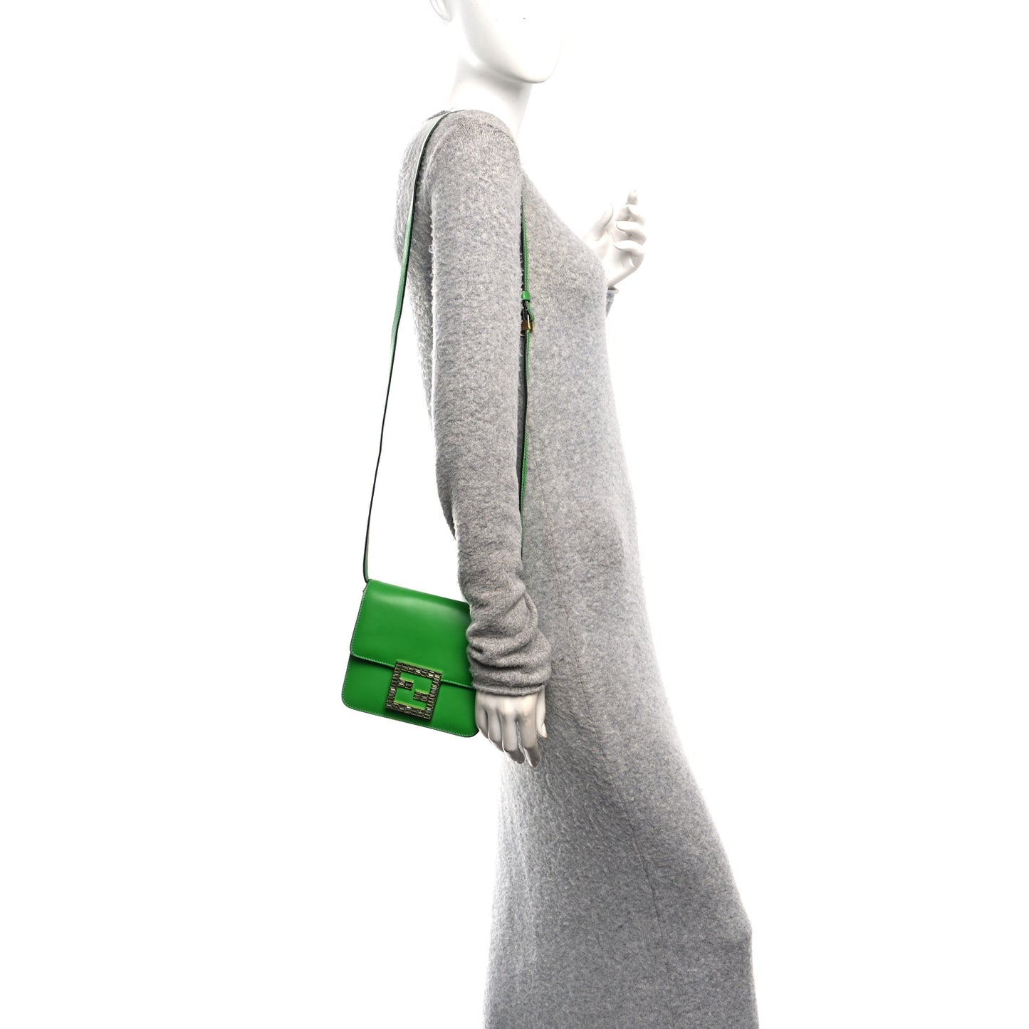 Vitello King Crystal Fab Crossbody Bag Tomatillo