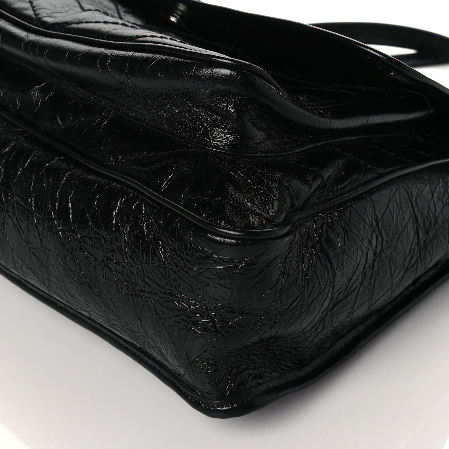 Saint Laurent Crinkled Calfskin Matelasse Monogram Medium Niki Chain Satchel Black 9 of 9