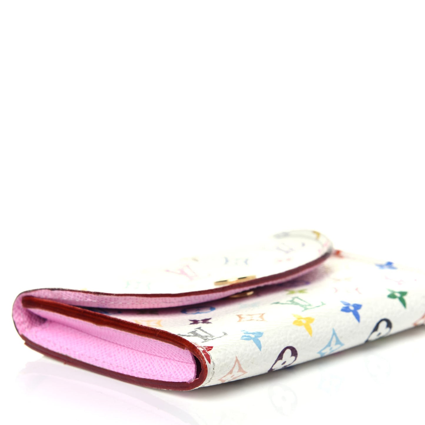 Monogram Multicolor Business Card Holder White Litchi