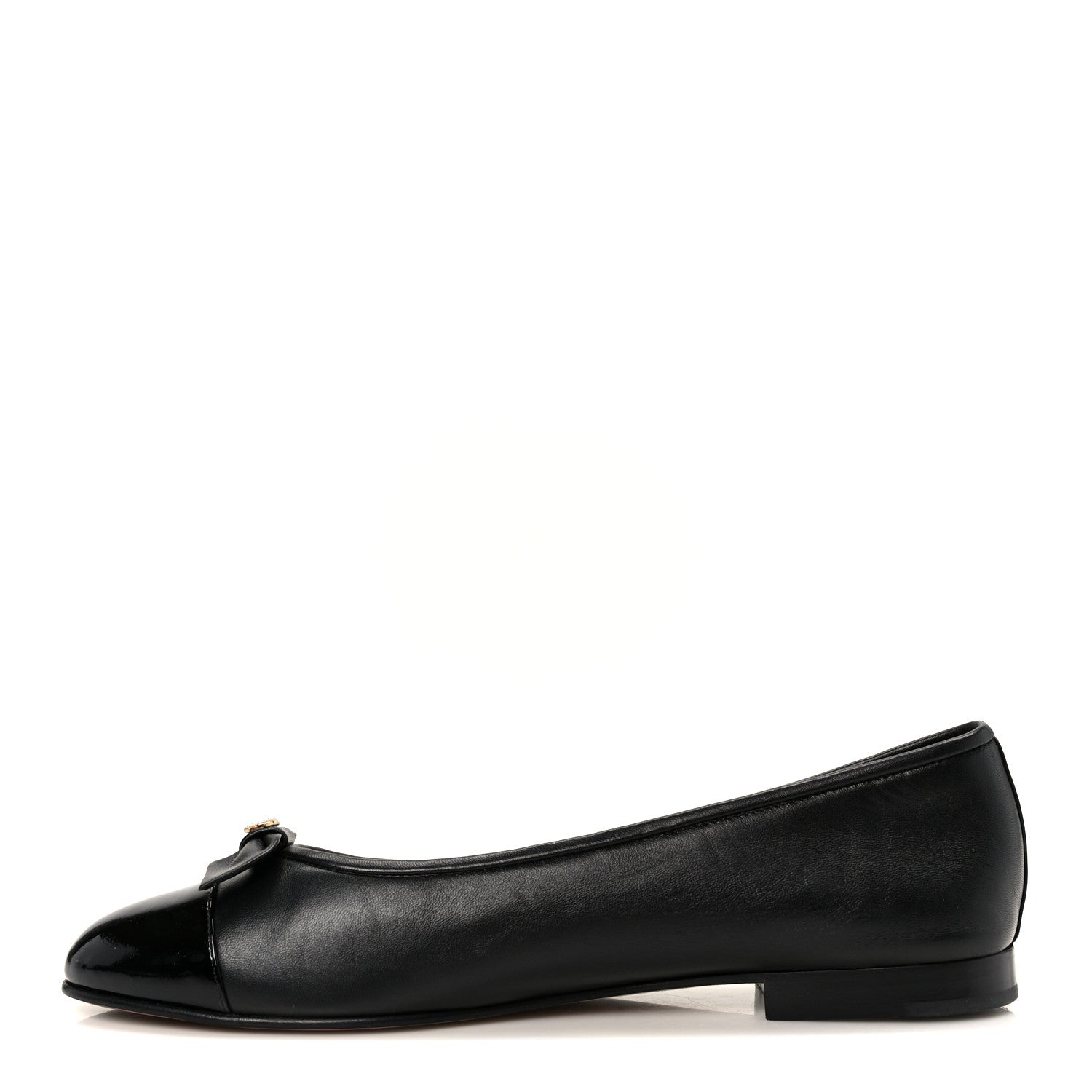 Chanel Lambskin Patent Cap Toe Pearl CC Ballerina Flats 40 Black 1 of 9