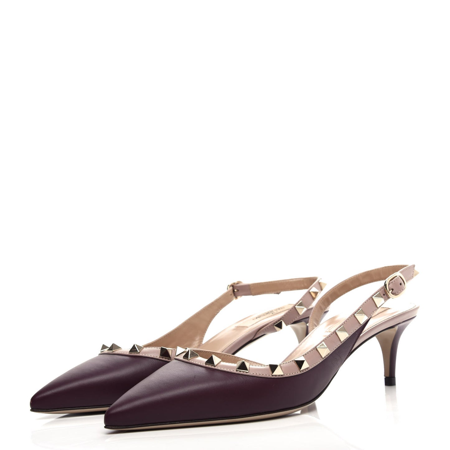 Nappa Rockstud Half D'Orsay Slingback 50mm Pumps 38 Rubin Poudre