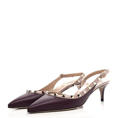 Valentino Garavani Nappa Rockstud Half D'Orsay Slingback 50mm Pumps 38 Rubin Poudre 3 of 10