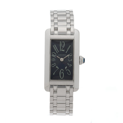 Cartier 18K White Gold 19mm Tank Americaine Quartz Watch Black 1 of 4