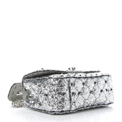 Valentino Garavani Glitter Mini Rockstud Spike Shoulder Bag Silver 4 of 10