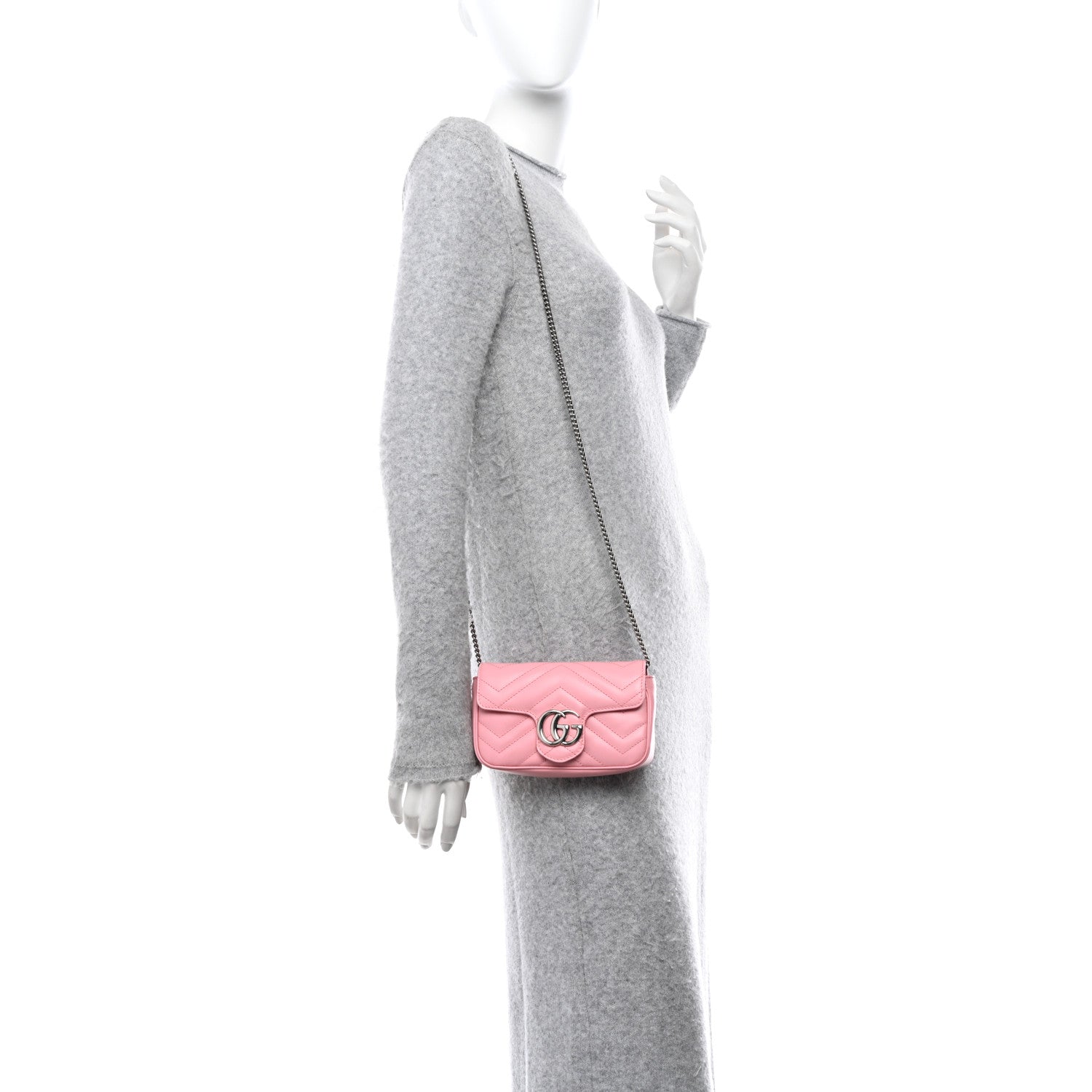 Gucci Calfskin Matelasse Super Mini GG Marmont Shoulder Bag Wild Rose 2 of 11
