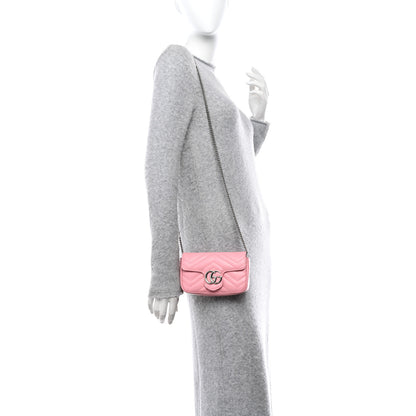Gucci Calfskin Matelasse Super Mini GG Marmont Shoulder Bag Wild Rose 2 of 11