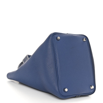 Hermes Taurillon Clemence Casaque Picotin Lock 18 PM Bleu Saphir Bleu Brighton 4 of 12