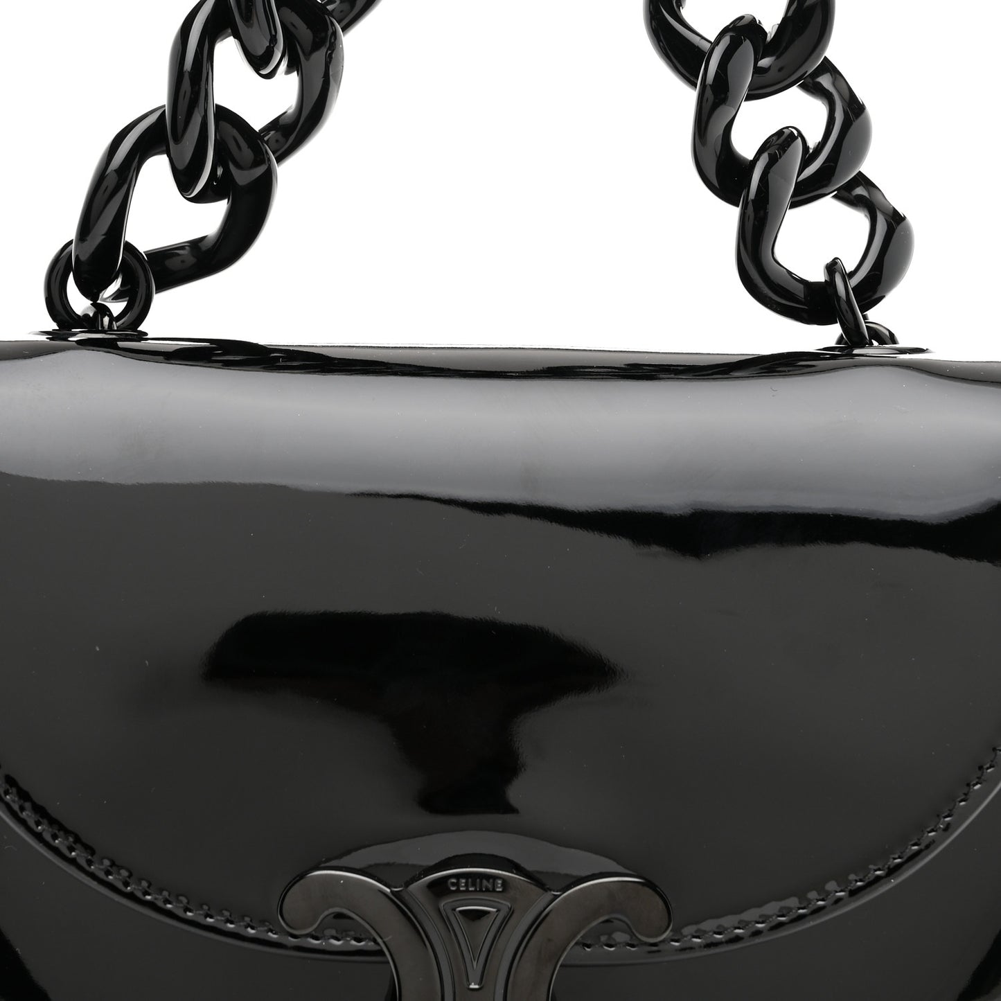 Patent Calfskin Triomphe Small Besace Marley Black