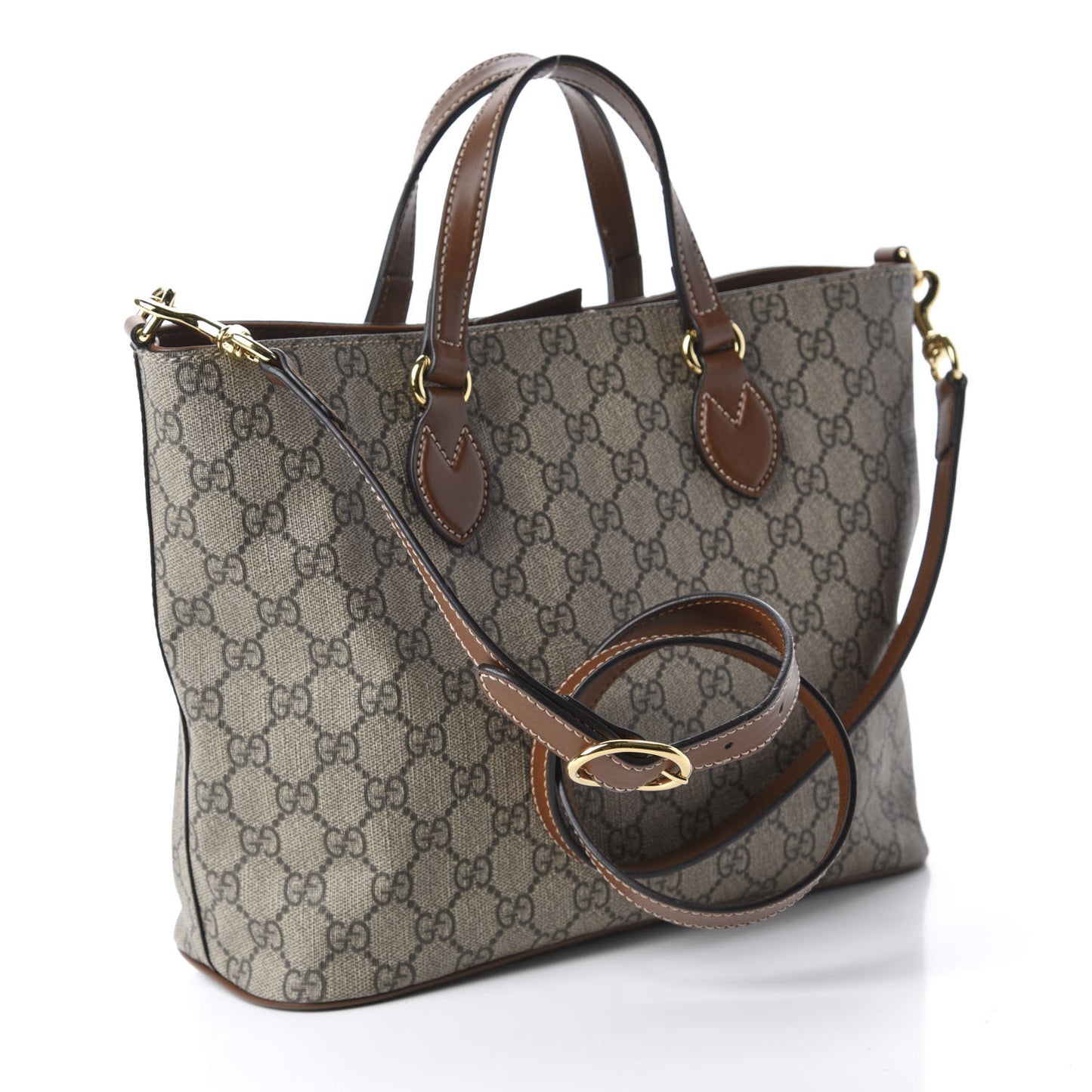 Soft GG Supreme Monogram Small Crossbody Tote Beige Cuir