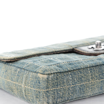 Chanel Denim Chocolate Bar Quilted East West Flap 12 of 13