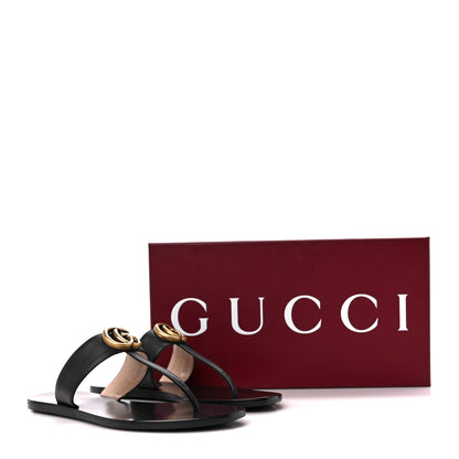 Gucci Calfskin GG Marmont Thong Sandals 36.5 Black 9 of 9