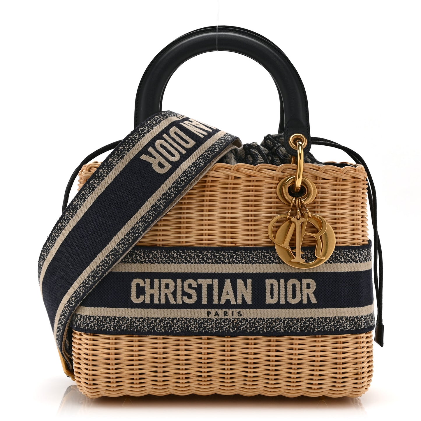 Wicker Oblique Medium Lady Dior Bag Blue