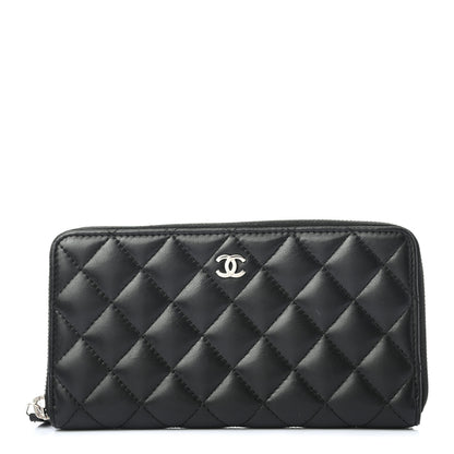 Chanel Lambskin Quilted Large Gusset Zip Around Wallet Black 1 of 8