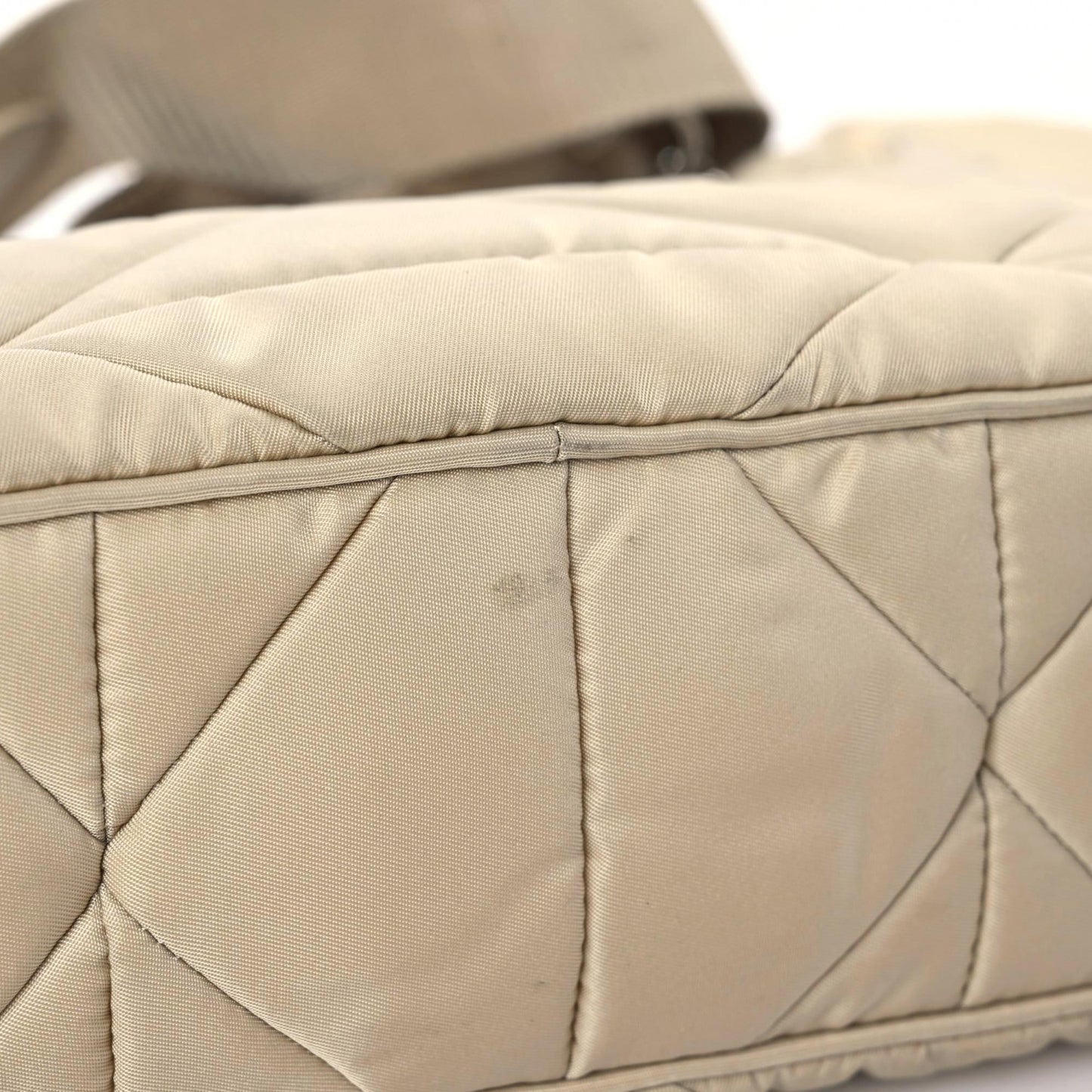 Re-Nylon Triangle Quilted Padded Patchwork System Shoulder Bag Deserto
