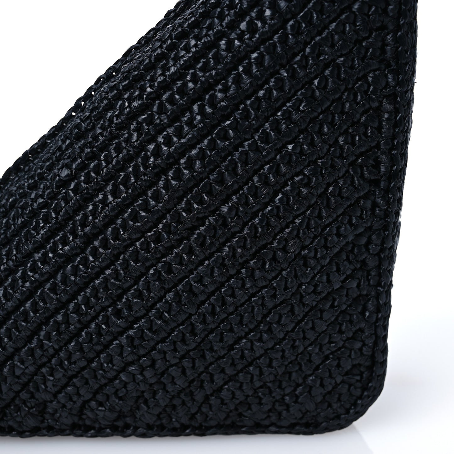 Yarn Raffia Effect Crochet Triangle Shoulder Bag Black