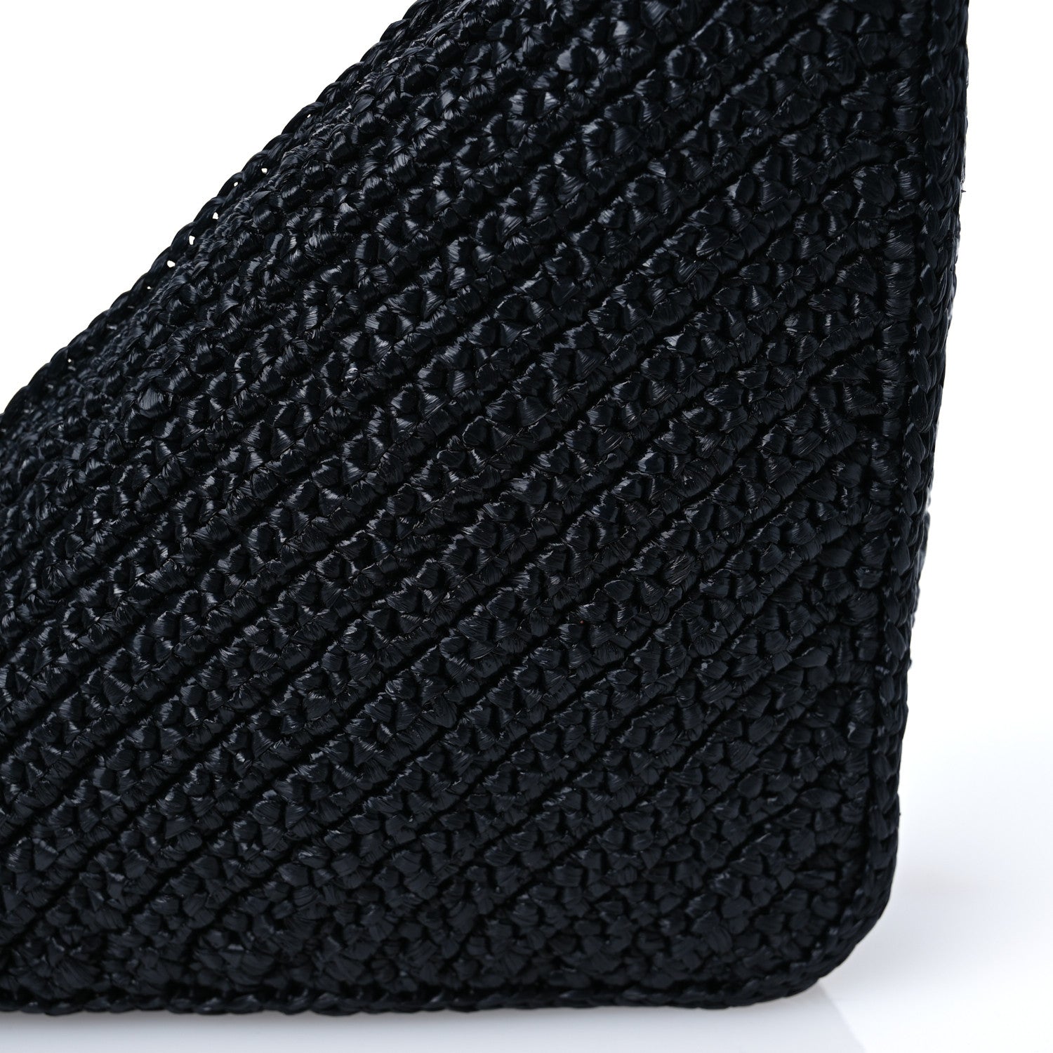 Prada Yarn Raffia Effect Crochet Triangle Shoulder Bag Black 9 of 12