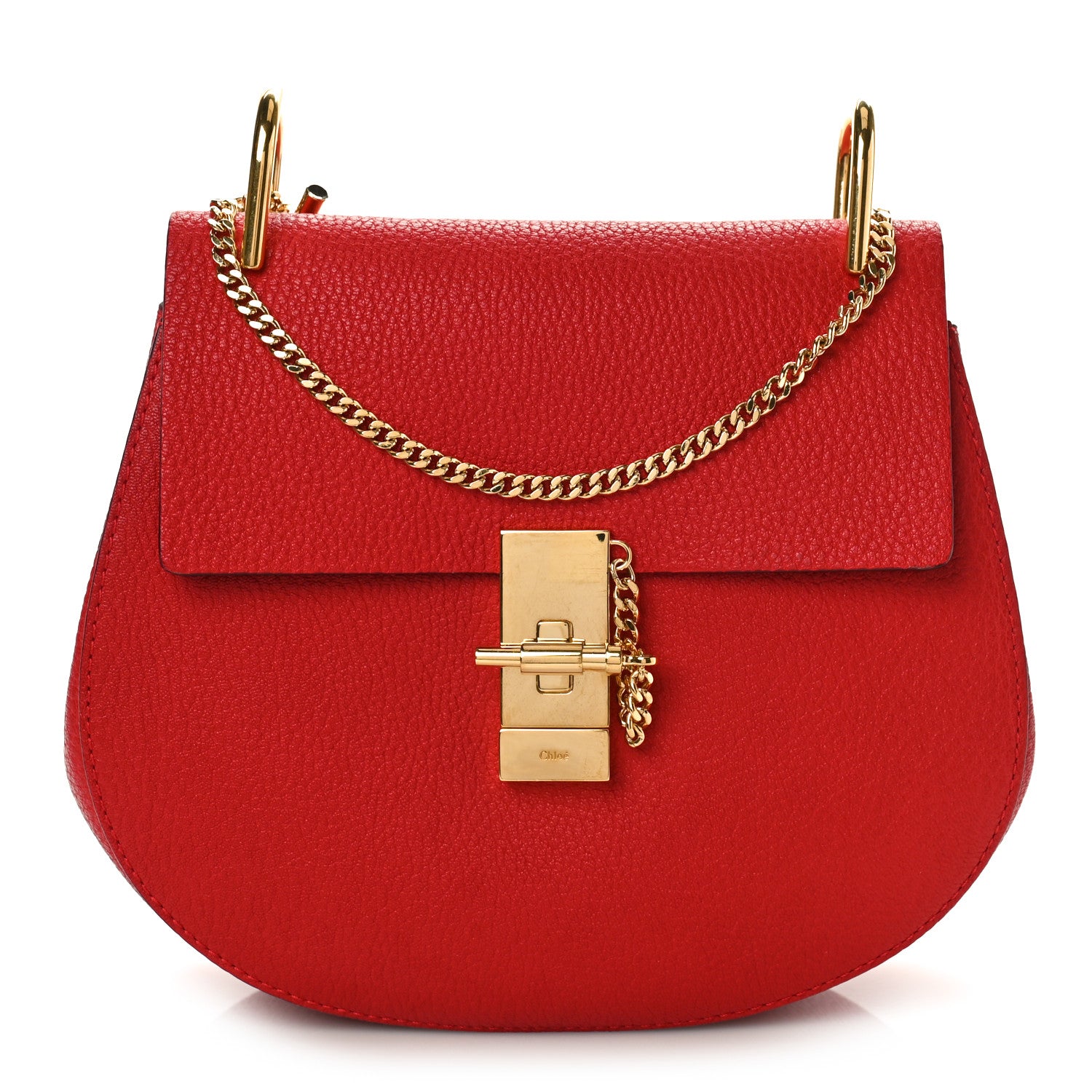 Chloe Grained Lambskin Mini Drew Shoulder Bag Plaid Red 1 of 8