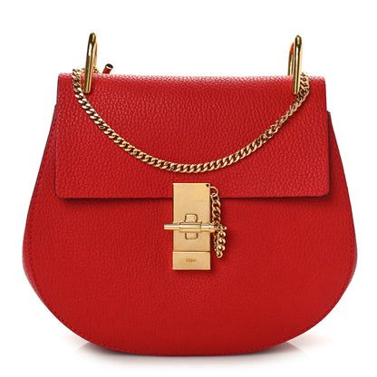 Chloe Grained Lambskin Mini Drew Shoulder Bag Plaid Red 1 of 8