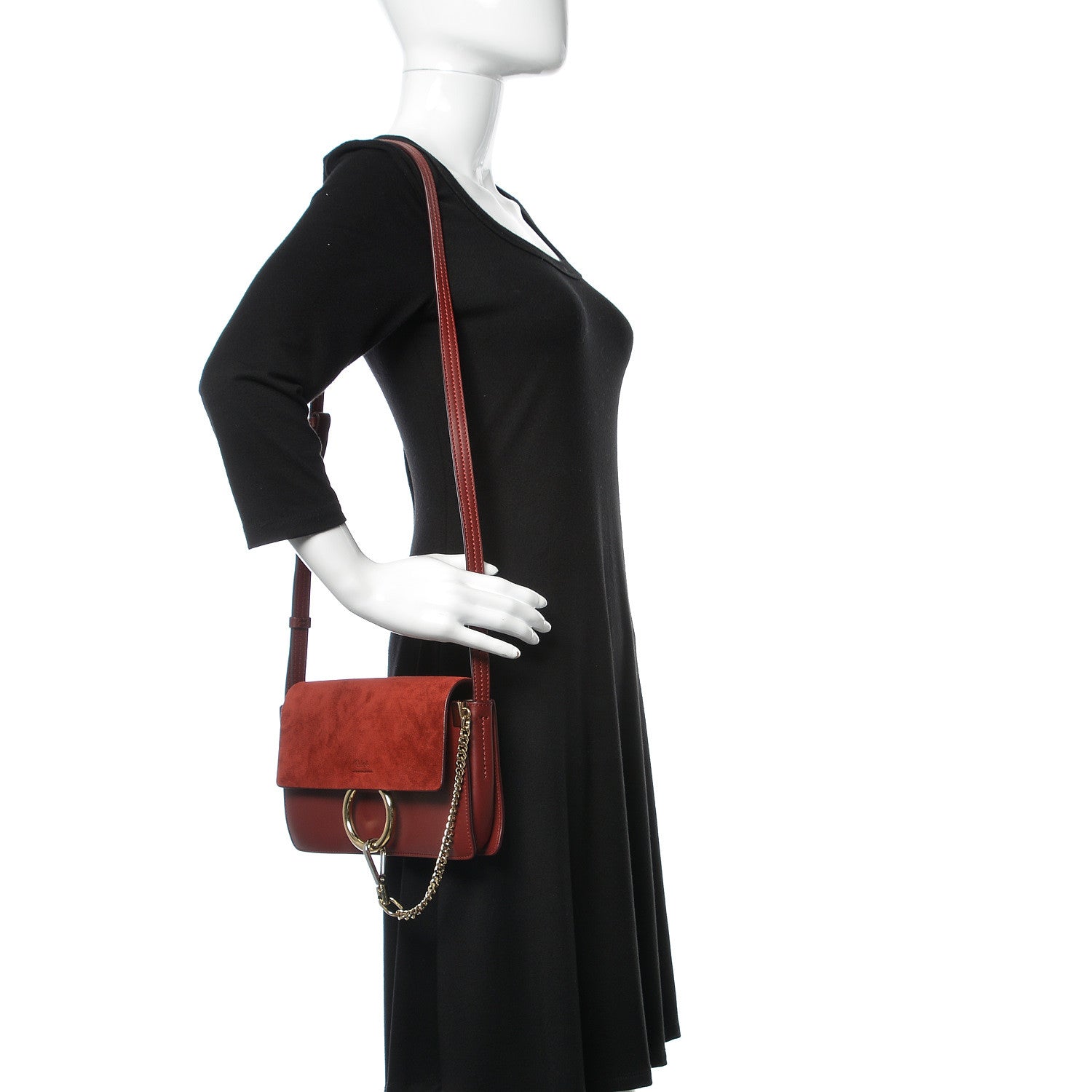 Chloe Suede Calfskin Small Faye Shoulder Bag Plum Purple 2 of 10