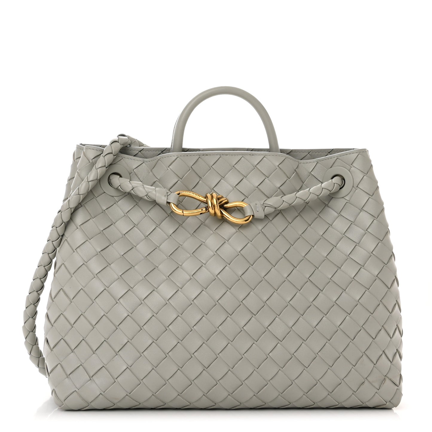 Nappa Intrecciato Medium Andiamo Shoulder Bag Agate Grey
