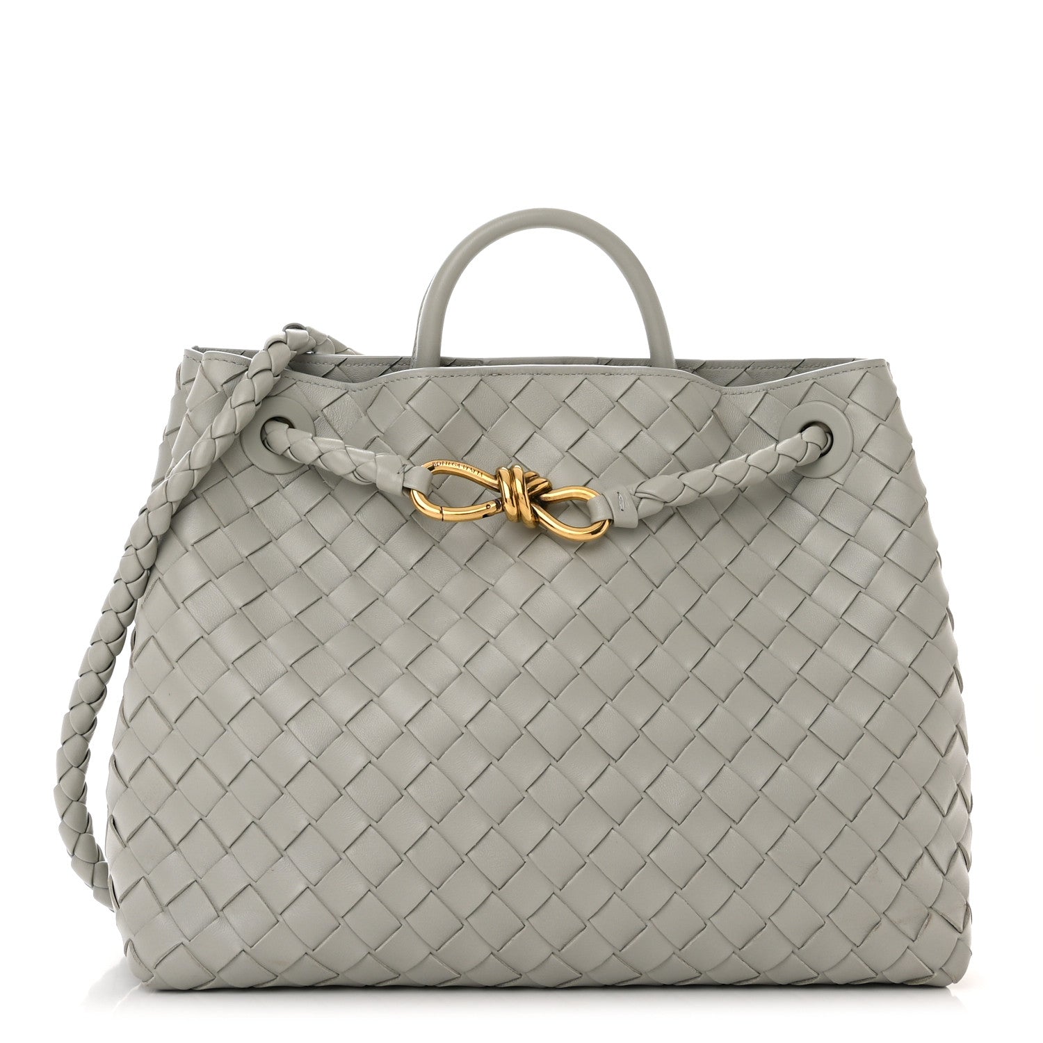 Bottega Veneta Nappa Intrecciato Medium Andiamo Shoulder Bag Agate Grey 1 of 10