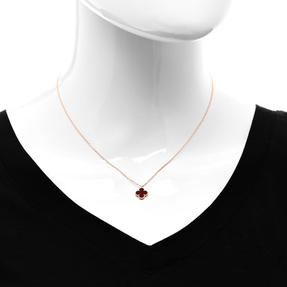 Van Cleef & Arpels 18K Rose Gold Carnelian Sweet Alhambra Pendant Necklace 2 of 6