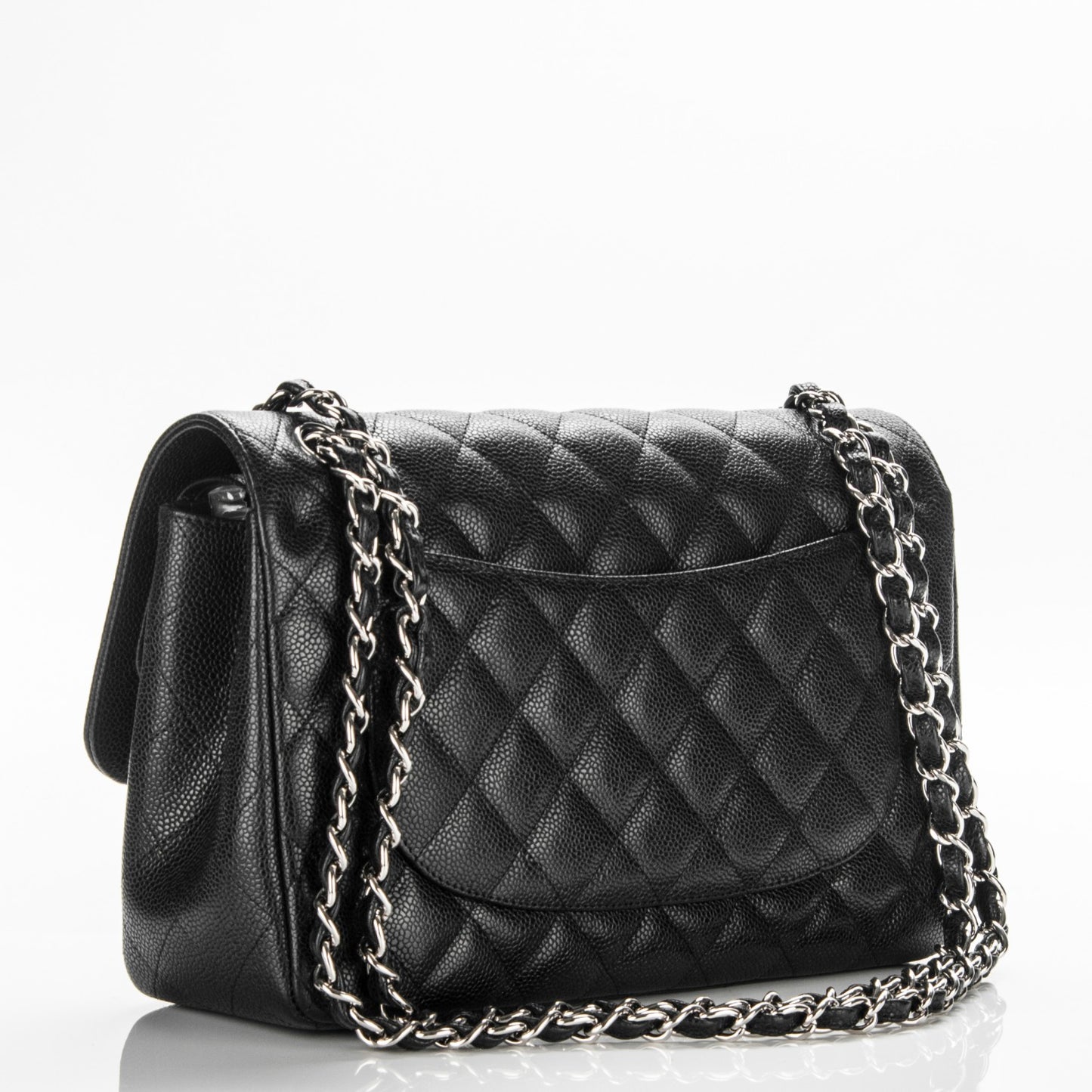 Caviar Quilted Jumbo Double Flap Black