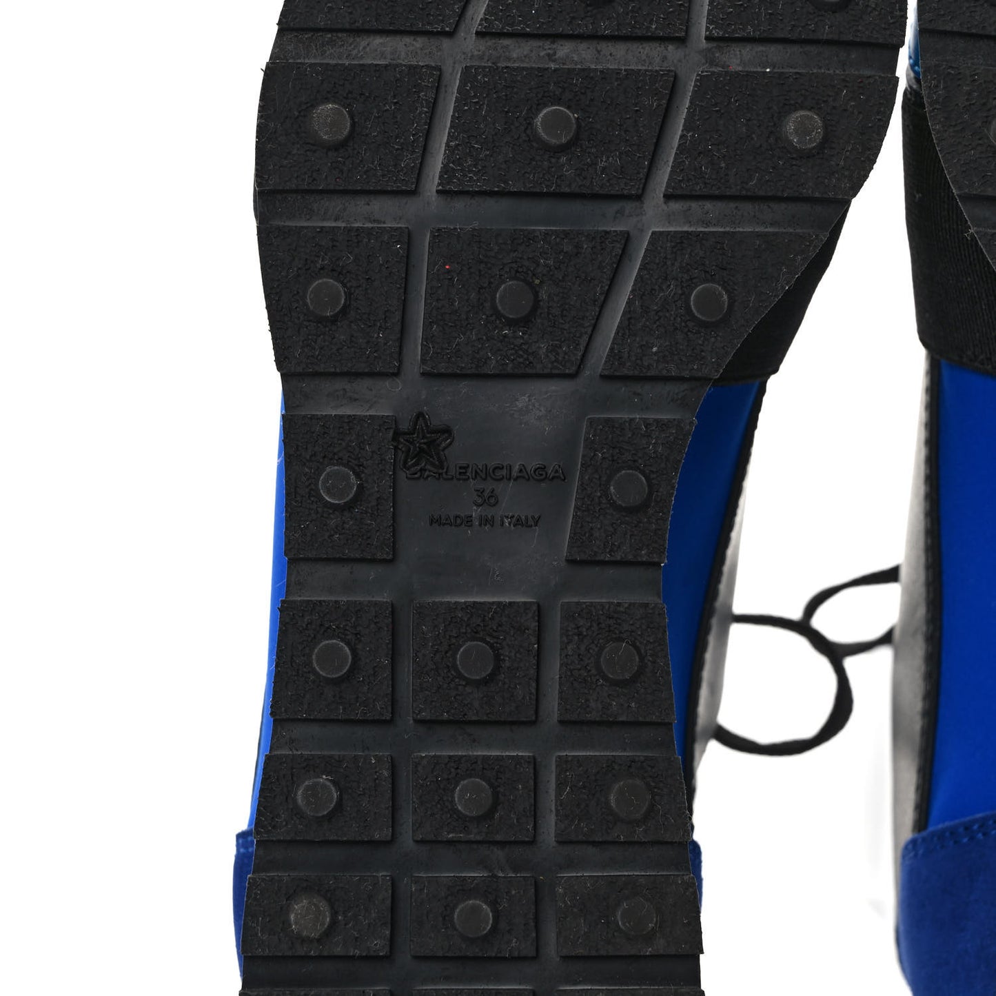 Mesh Neoprene Calfskin Suede Womens Race Runner Sneakers 36 Black Bleu Saphir