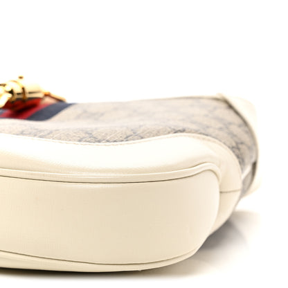 Gucci GG Supreme Monogram Azalea Calfskin Web Small Jackie 1961 Hobo Beige Ebony Mystic White 10 of 10