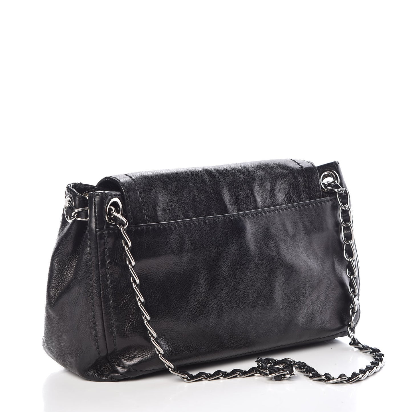 Vitello Shoulder Chain Bag Black