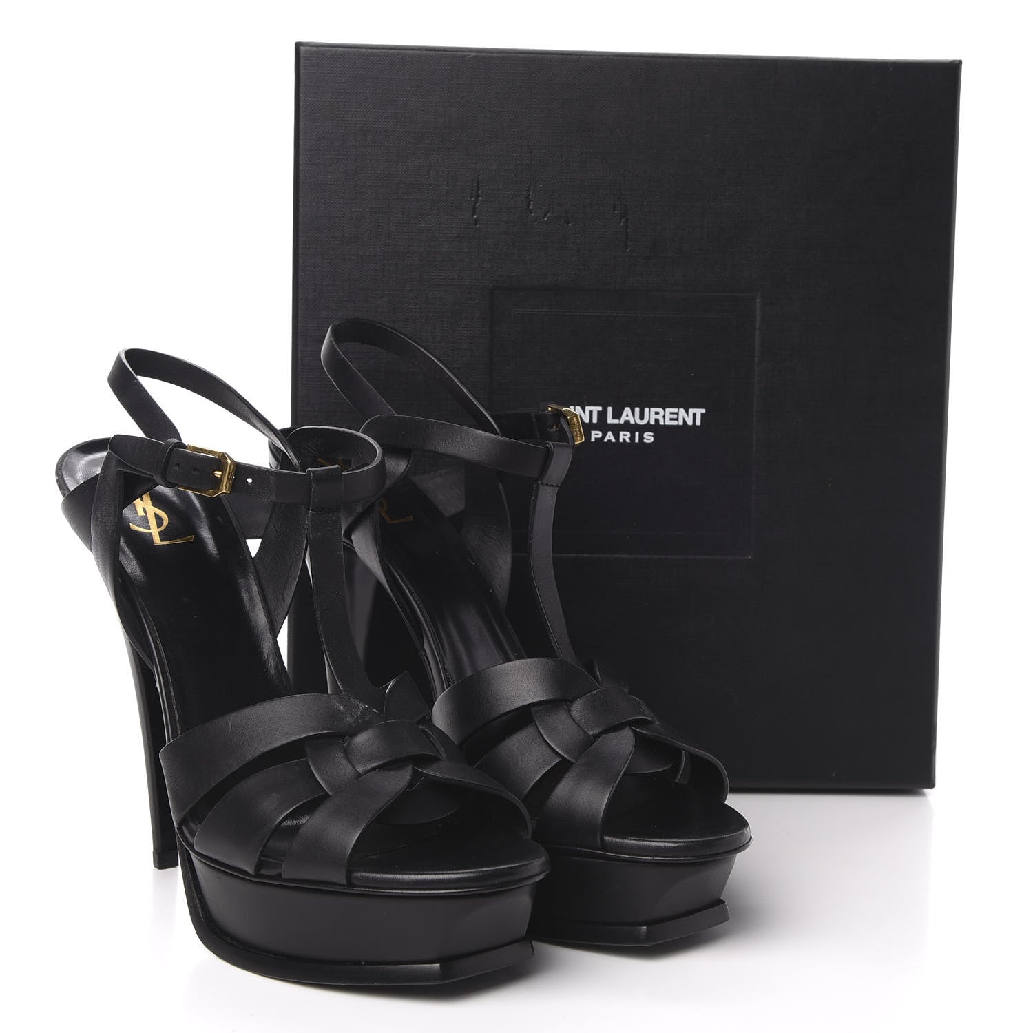 Saint Laurent Calfskin Tribute 105 Platform Sandals 42 Black 11 of 11