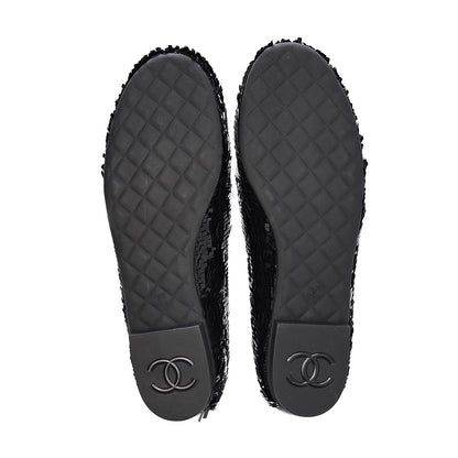 Chanel Sequin CC Loafers 37 Black 5 of 11