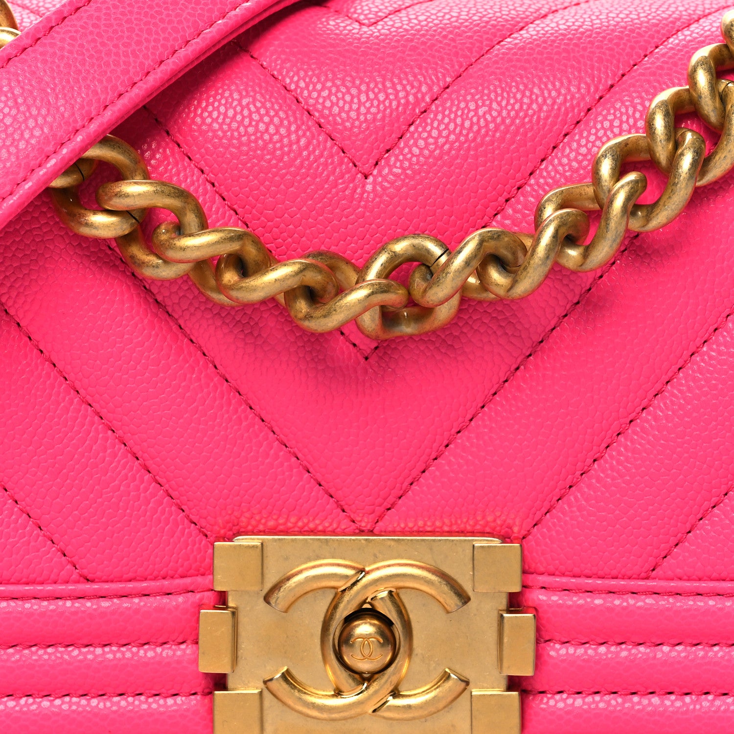 Chanel Caviar Chevron Quilted Small Boy Flap Fuchsia 8 of 10