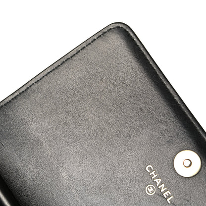 Chanel Letter Calfskin Embossed Quilted Square Wallet On Chain WOC Black 5 of 5