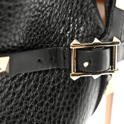 Valentino Garavani Grained Calfskin Rockstud Double Buckle 100mm Ankle Boots 38.5 Black 9 of 11