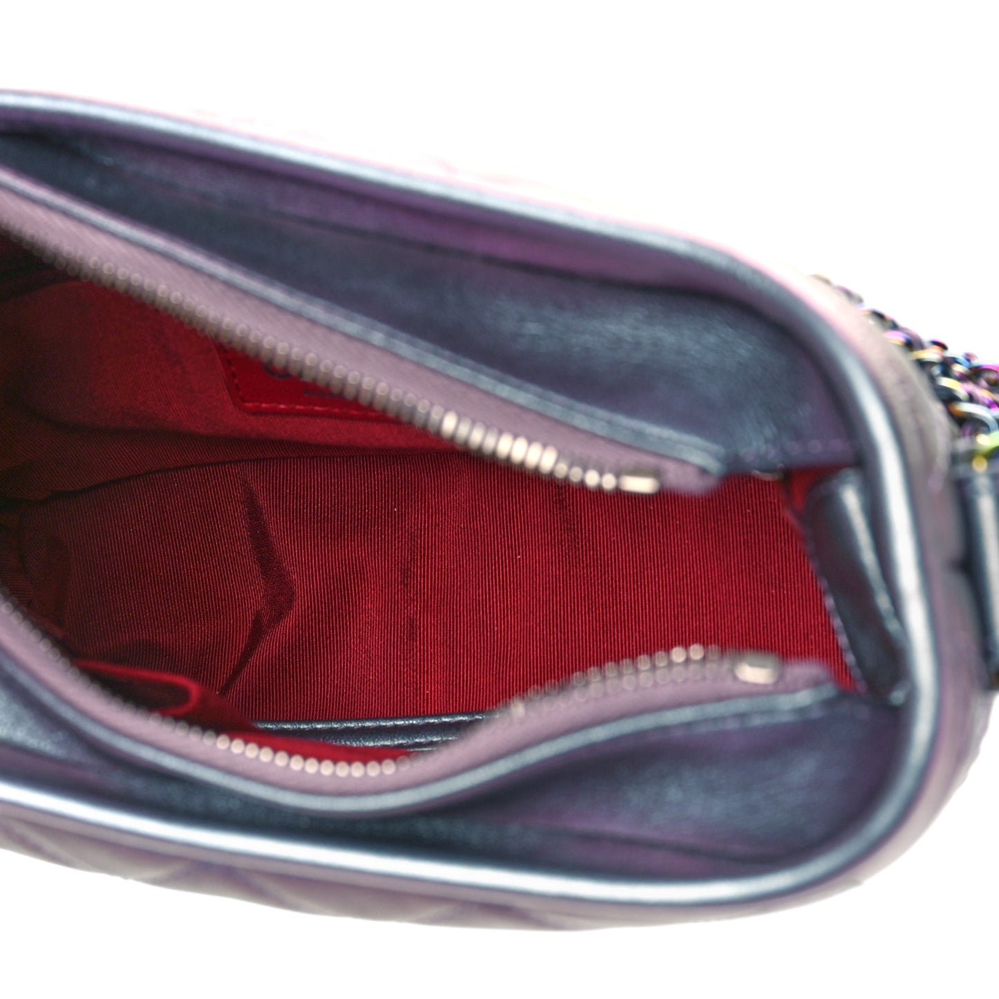 Iridescent Lambskin Calfskin Quilted Small Gabrielle Hobo Light Purple